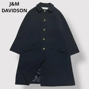 새상품급 J&M DAVIDSON 골드 버튼 롱 코트 A라인 다크 네이비