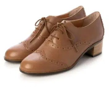 24.0~24.5cm 키다리 아저씨 힐 레이스업 슈즈 브라운