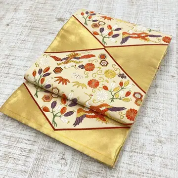 순수 실크 6통 후쿠로 오비 길상 문양 포멀