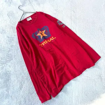 [ TRIBAL ] ( XL ) 긴팔 프린트 롱T 빨간색 멕시코제 남성용