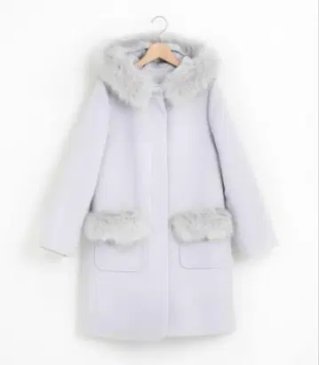 MAJESTIC LEGON 퍼 달린 코트 아이스 블루 M