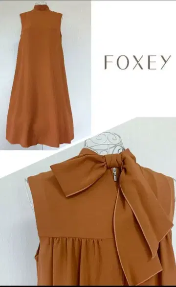 폭시 뉴욕 모크넥 리본 원피스 테라코타 40