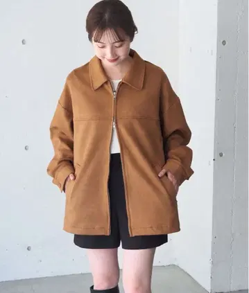 팁 탑 인조 가죽 더블 지퍼 블루종