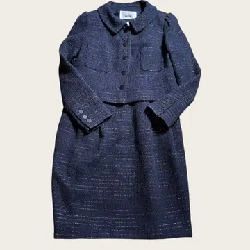 Rene TISSUE 트위드 원피스 자켓 셋업 네이비