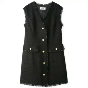 SNIDEL 트위드 베스트 미니 원피스 블랙 골드