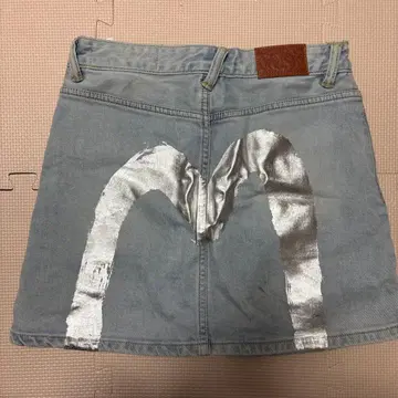 Evisu 실버 M 로고 데님 미니 스커트