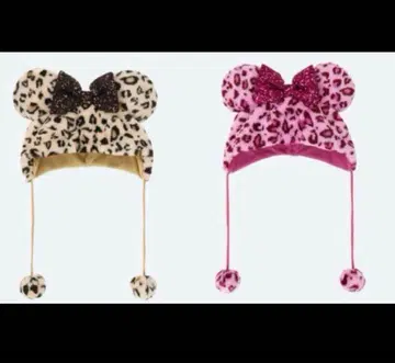 디즈니 팬캡 레오파드 무늬 핑크