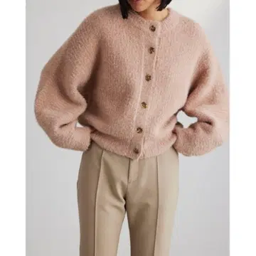 스타일 믹서 니트 가디건 핑크