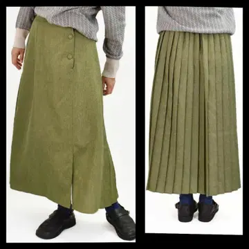 [ 택 포함 ] sosotto 린넨라이크 플리츠 스커트 리버티