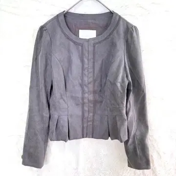 내추럴 뷰티 노카라 자켓 플리츠 그레이 일본제 34