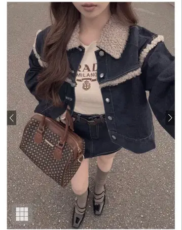 보아 데님 자켓 x 미니 스커트 셋업[nh185]