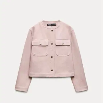 ZARA 핑크 소프트 자켓 S 노카라 자켓