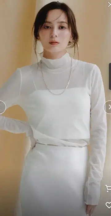 anuans 시스루 터틀넥 상의 화이트 시어