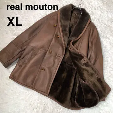 [ 새상품급 ] 리얼 무스탕 코트 자켓 XL 램 가죽 더블 브라운