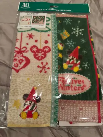 디즈니 40주년 2023 크리스마스 리루린린 미니 타월 2장