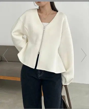 CAPRICIEUX LE'MAGE 페플럼 지퍼 가디건