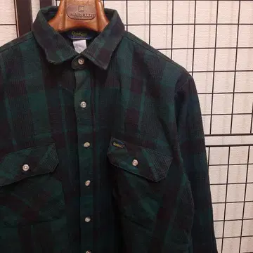 90's Vtg 삼각형 택 OSHKOSH 플란넬 워크 셔츠 그린 블랙