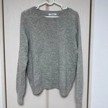 DouDou 그레이 니트 스웨터 긴팔