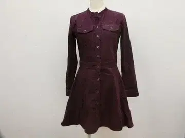 버건디 버튼업 셔츠 원피스