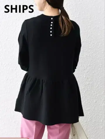 [ SHIPS ] 블랙 페플럼 니트 긴팔