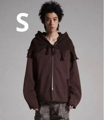 [ GRANCY ] 니트 레이어드 디자인 지퍼 후드티