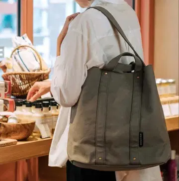 DEAN&DELUCA 코튼 토트백 카키 L 사이즈