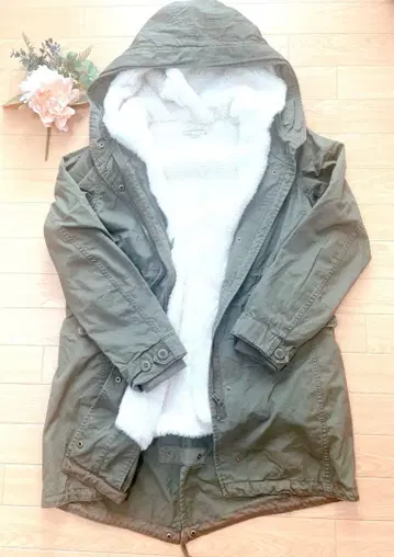 earth 보아 안감 모즈 코트 카키 M