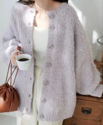 Discoat 샤기 브러싱 롱 가디건