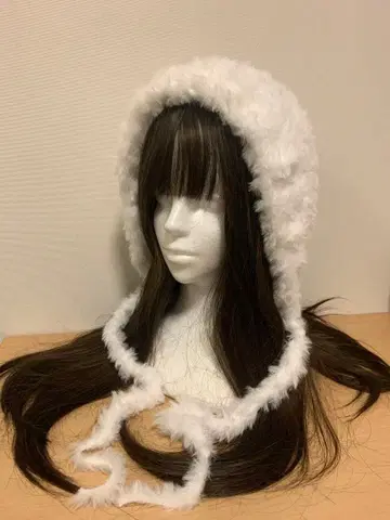 보닛 니트 모자 핸드메이드 손뜨개질 y2k 화이트 퍼