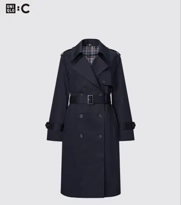 UNIQLO 네이비 트렌치코트 더블 브레스트