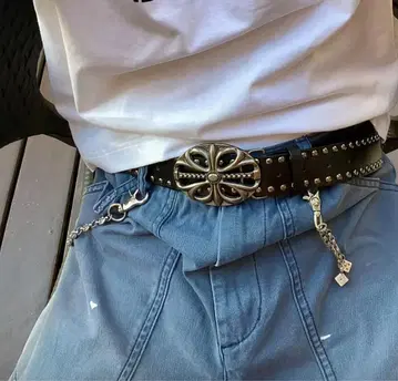 초인기 블랙 가죽 벨트 장식 버클 GEEK