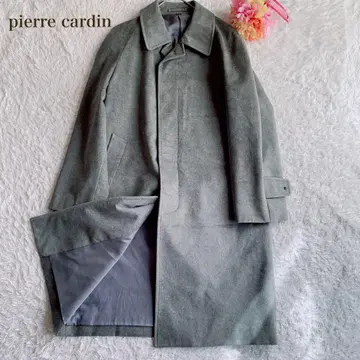 피에르 가르뎅 그레이 체스터 코트 롱 인조 가죽