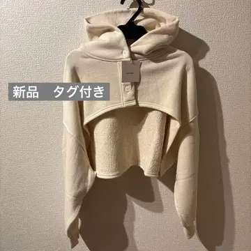 tumugu 크림색 크롭 후드티 가디건