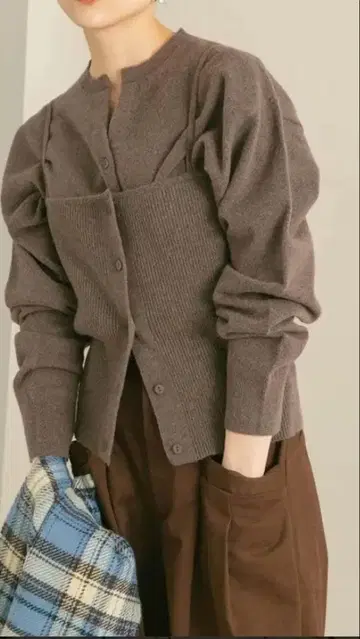 KBF 멀티 뷔스티에 SET 가디건 (브라운)