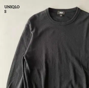 유니클로 블랙 크루넥 니트 스웨터 울 100%