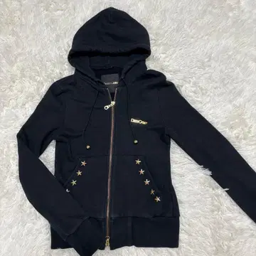 DRESS CAMP 블랙 후드 부착 후드티 사이즈 36 Y2K 갸루