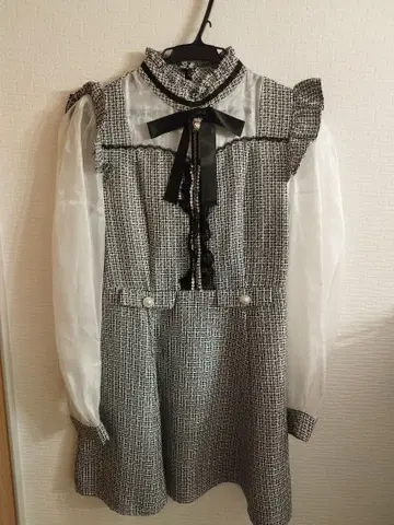 Ank Rouge 트위드 시어 원피스 블랙 M