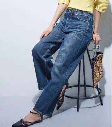 INDIVI 와이드 스트레이트 데님 팬츠 42