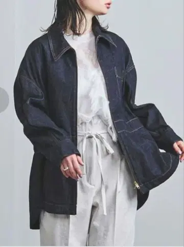 CURRENTAGE 지퍼 데님 자켓