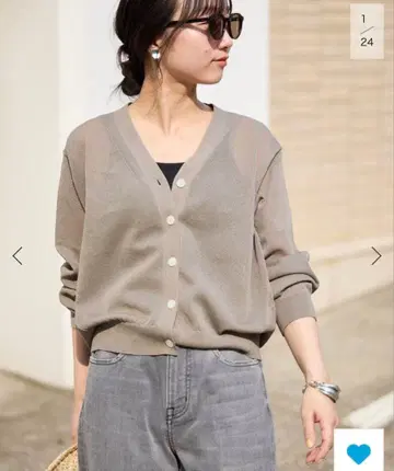 SLOBE lENA 린넨 혼방 시어 가디건 브라운