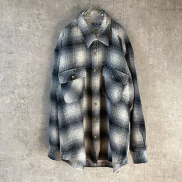 CALAJA 그라데이션 셔츠 옴브레 체크 긴팔 XL 사이즈 그레이