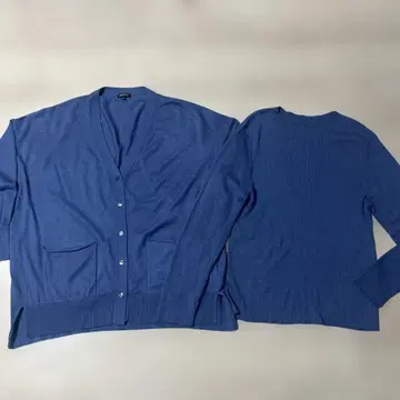 INDIVI 가디건 앙상블 15 톤 다운 블루 플러스 사이즈