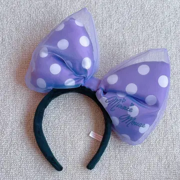 미니 마우스 보라색 도트 리본 머리띠