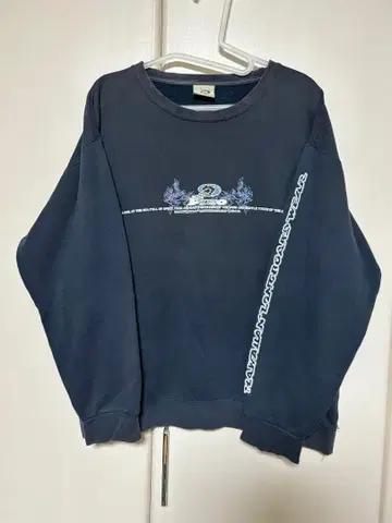 90s 피코 맨투맨 로고 프린트 블랙 네이비