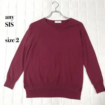any SIS 버건디 V넥 니트 사이즈 2