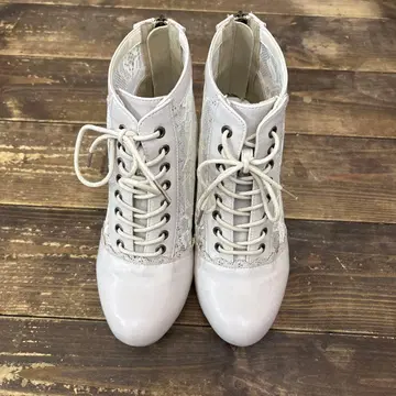 튤 부츠 axes femme 베이지 [ M ] 꽃무늬 힐 6.5cm