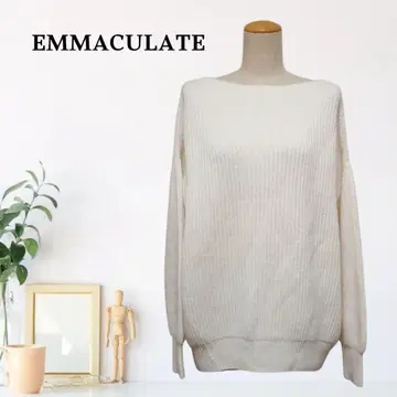 zC134 [ F ] EMMACULATE 보트넥 오버 사이즈 리브 니트