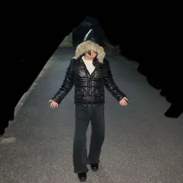 퍼 후드 다운 자켓 블랙 Y2K 그런지 시크 스타일 opium 00s