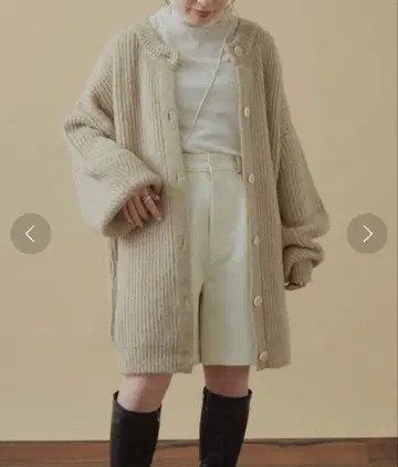 vannieu 믹스 오버 니트 가디건 베이지