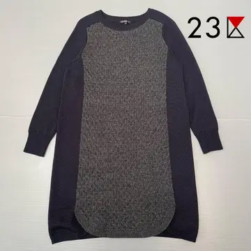 23구 캐시미어 블렌드 허니콤 콤비 니트 원피스